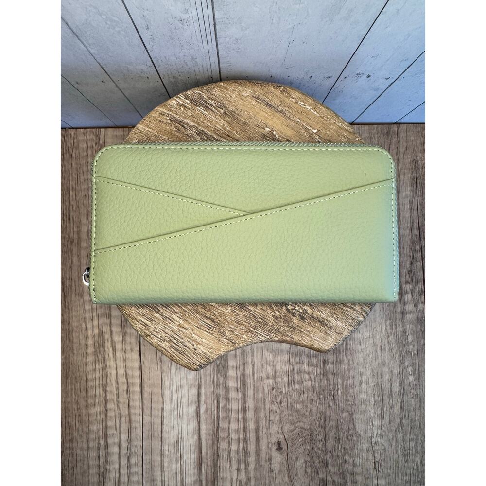 Green Leather Wallet Criss Cross Pocket Purse Bag Wallet Green Wallet FAST SHIP